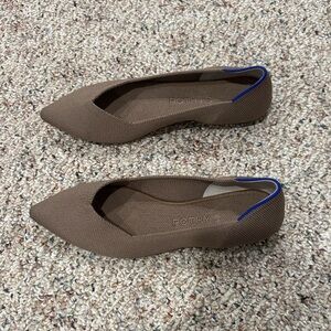 Rothy's Women's Tan Flats with Blue Accent